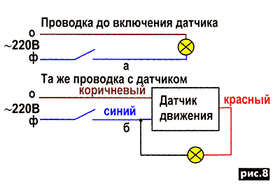 (схема, подключения, датчика, движения, освещения) Схема подключения датчика движения для освещения