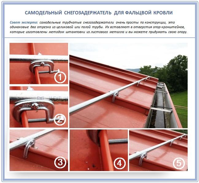() Установка снегозадержателей на крышу из металлочерепицы: схемы монтажа